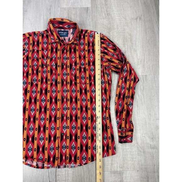 Vtg Wrangler Women’s XL Western Shirt Extra Large Aztec Long Sleeve Orange Red I - Picture 5 of 7